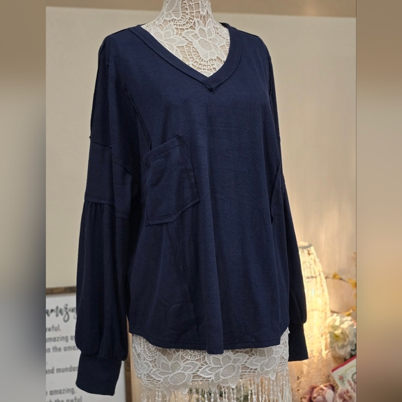 BTFBM Navy Blue Oversized Crew Neck Sweatshirt Sz XL - Picture 2 of 14